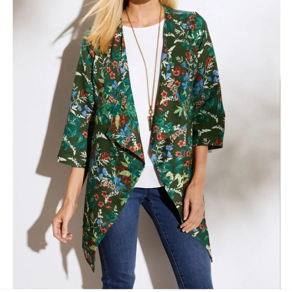 Soft Surroundings Open Front Floral Cardigan - Picture 1 of 4